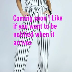 Jumpsuit white with black lines